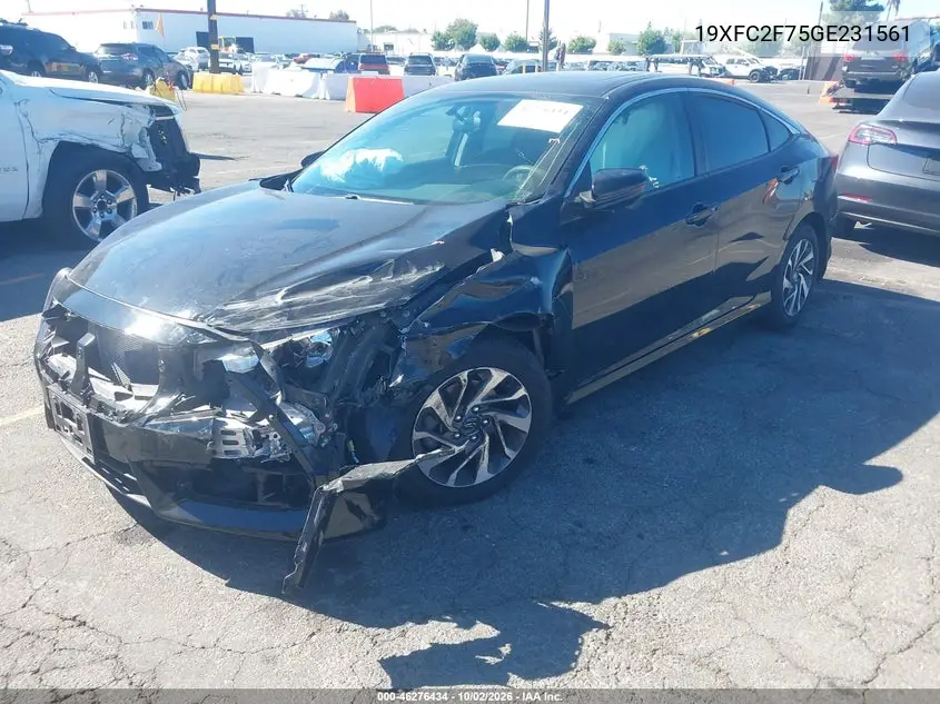2016 HONDA CIVIC VIN 19XFC2F75GE231561 — фото 2
