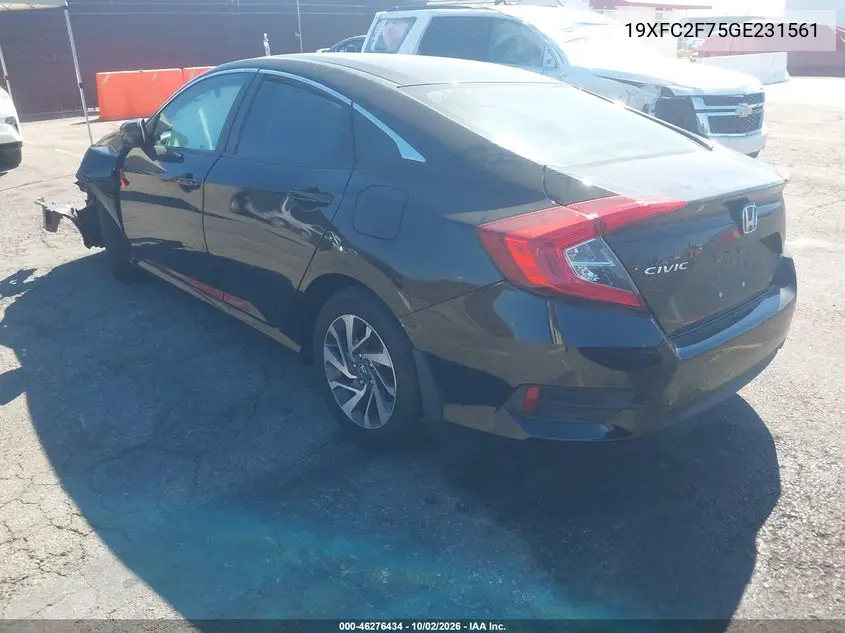 2016 HONDA CIVIC VIN 19XFC2F75GE231561 — фото 3