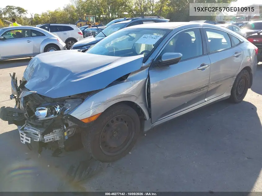 2016 HONDA CIVIC VIN 19XFC2F57GE010915 — фото 2