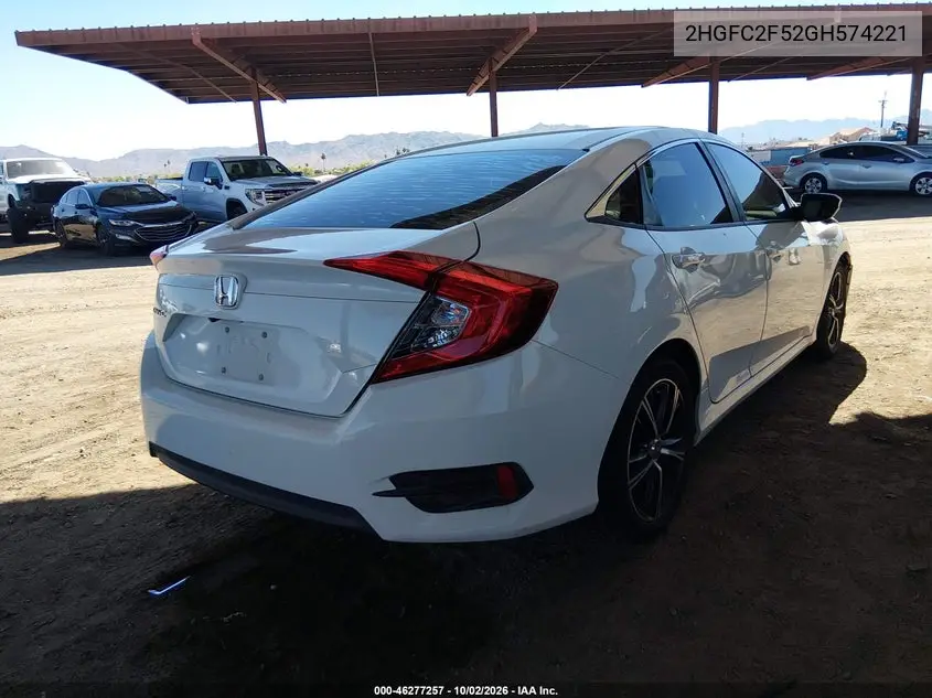 2016 HONDA CIVIC VIN 2HGFC2F52GH574221 — фото 4