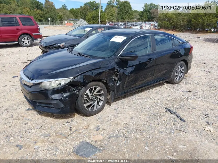 2016 HONDA CIVIC VIN 19XFC2F70GE049671 — фото 2