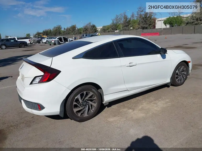 2016 HONDA CIVIC VIN 2HGFC4B0XGH305079 — фото 4