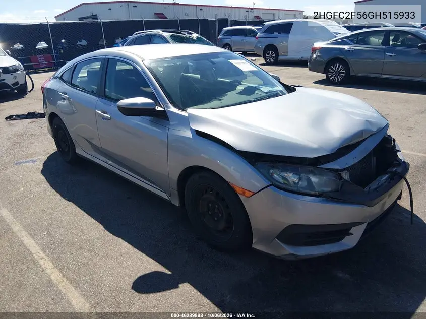HONDA CIVIC 2016, VIN 2HGFC2F56GH515933