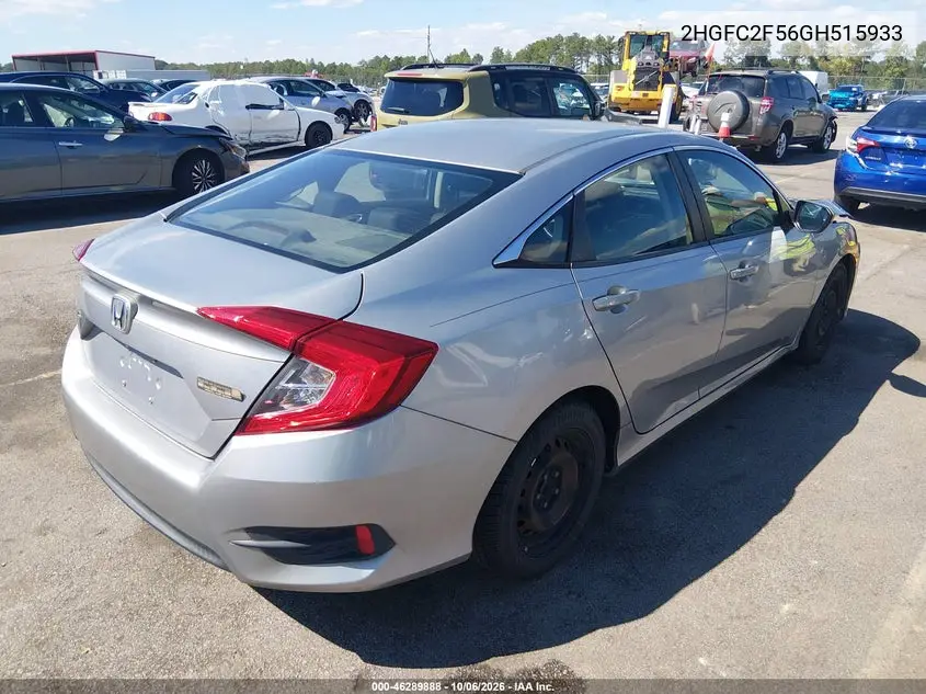 2016 HONDA CIVIC VIN 2HGFC2F56GH515933 — фото 4