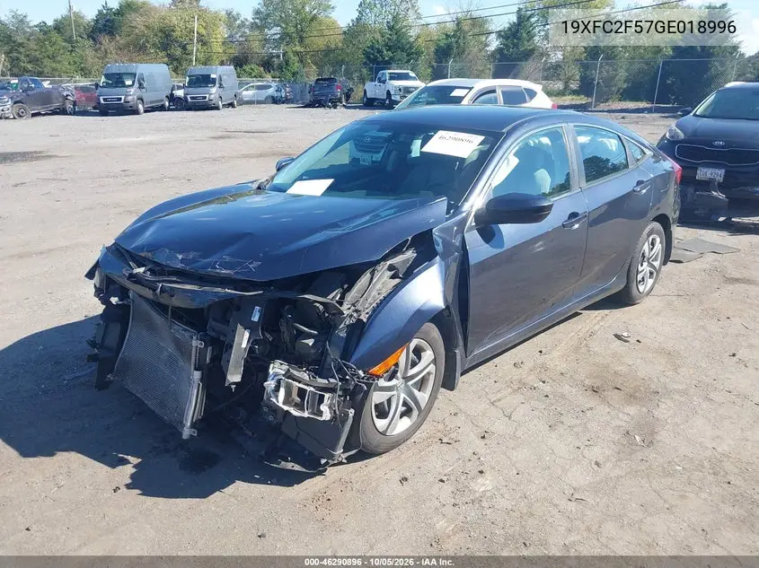 2016 HONDA CIVIC VIN 19XFC2F57GE018996 — фото 2