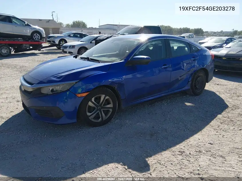2016 HONDA CIVIC VIN 19XFC2F54GE203278 — фото 2