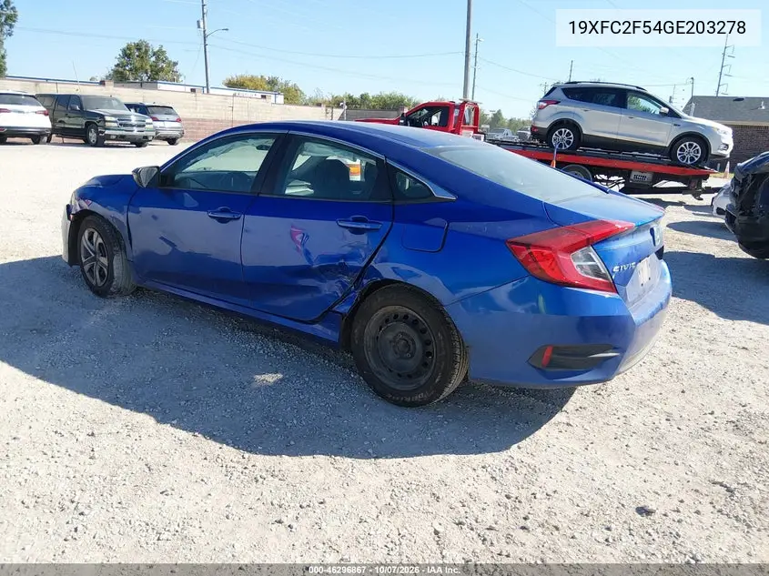 2016 HONDA CIVIC VIN 19XFC2F54GE203278 — фото 3