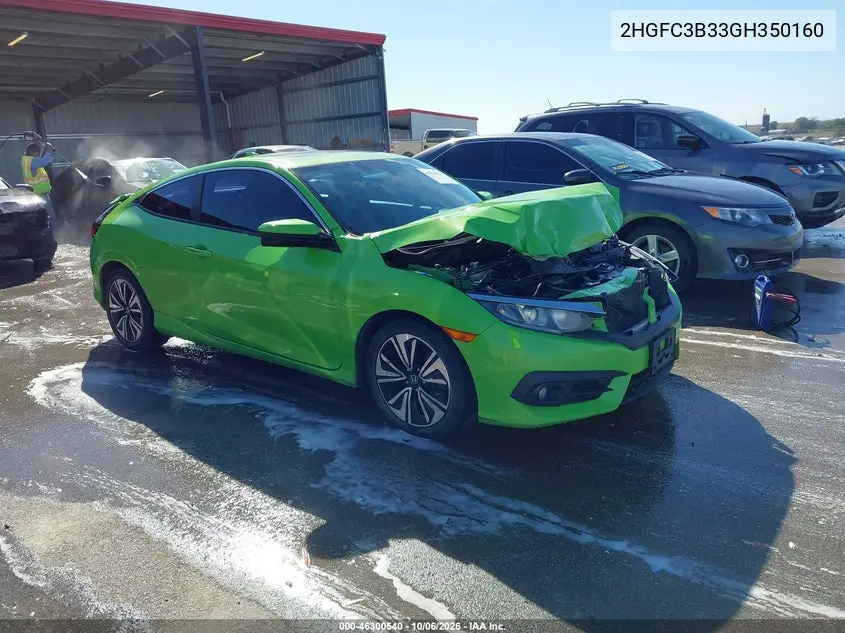 HONDA CIVIC 2016, VIN 2HGFC3B33GH350160