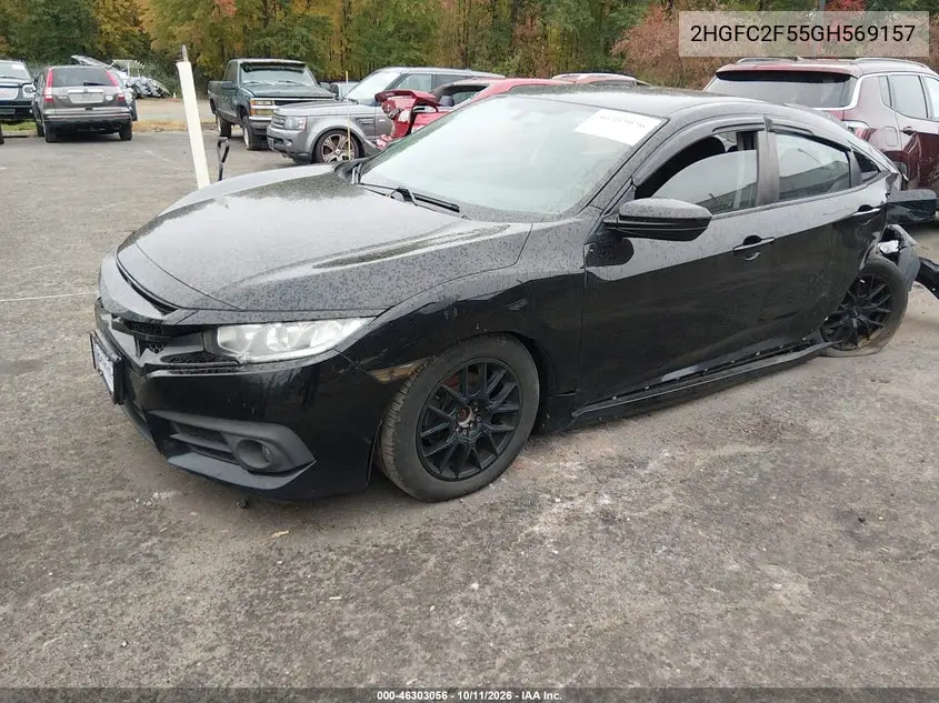 2016 HONDA CIVIC VIN 2HGFC2F55GH569157 — фото 2