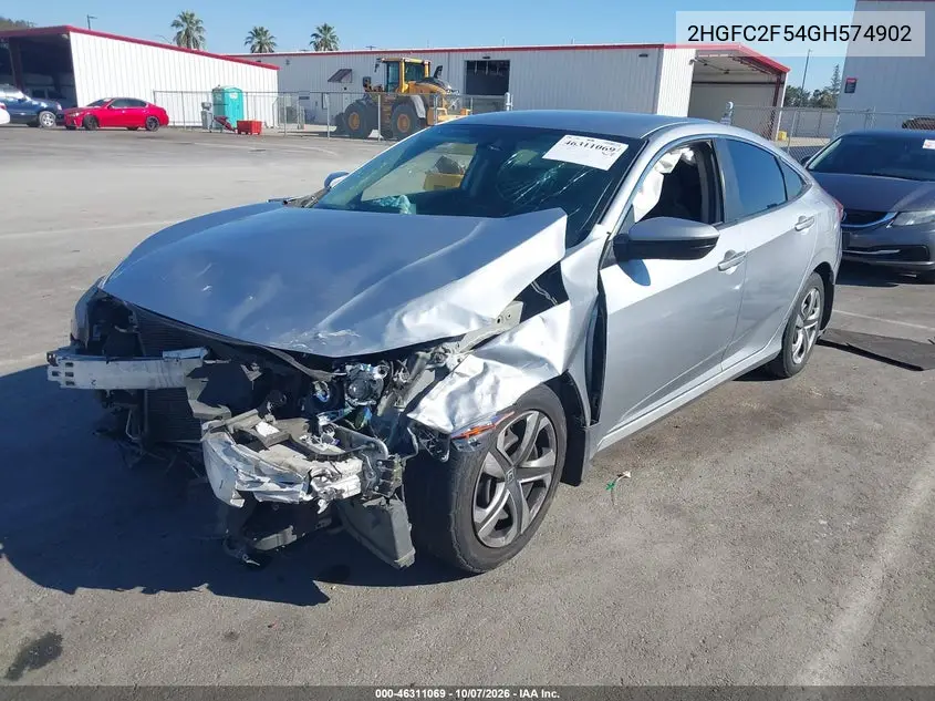 2016 HONDA CIVIC VIN 2HGFC2F54GH574902 — фото 2