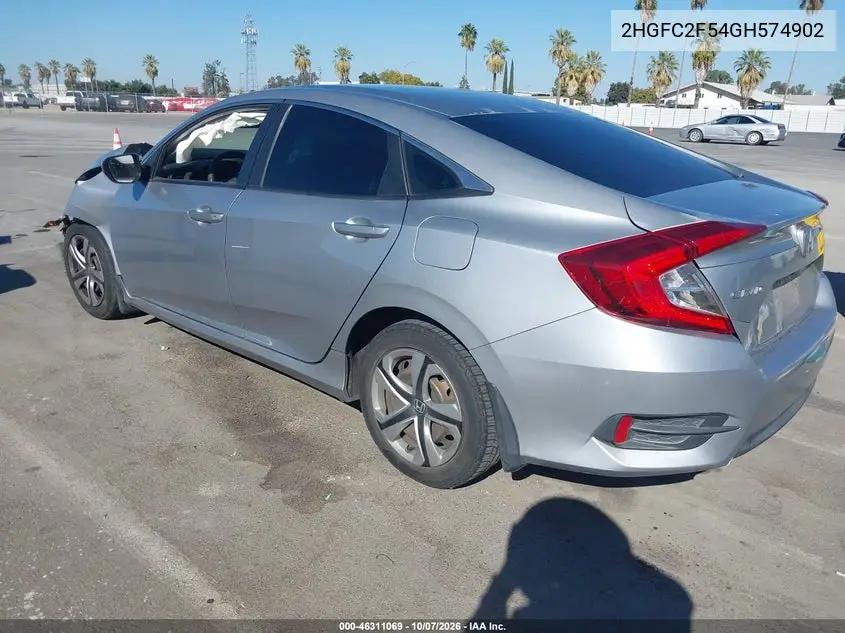 2016 HONDA CIVIC VIN 2HGFC2F54GH574902 — фото 3