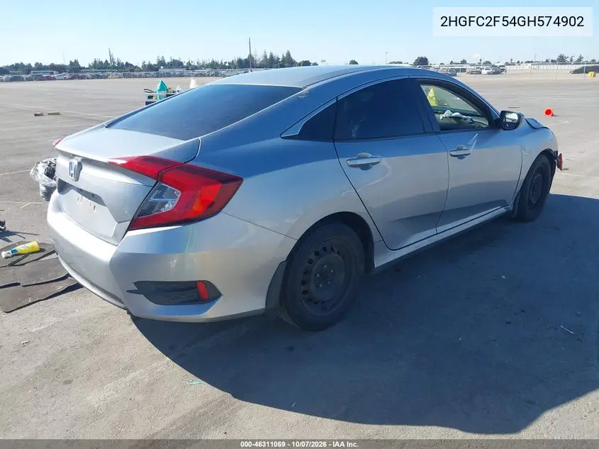 2016 HONDA CIVIC VIN 2HGFC2F54GH574902 — фото 4