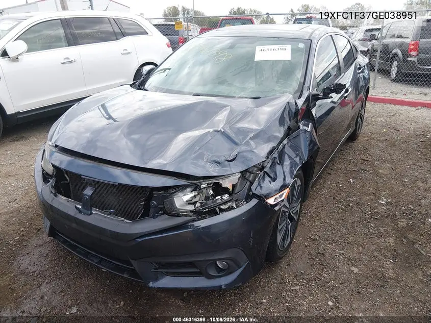 2016 HONDA CIVIC VIN 19XFC1F37GE038951 — фото 2
