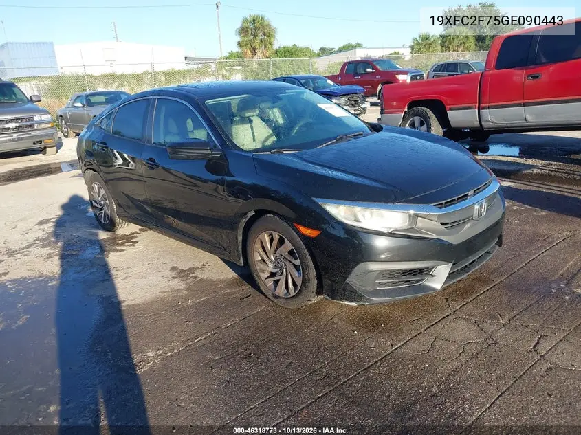 HONDA CIVIC 2016, VIN 19XFC2F75GE090443