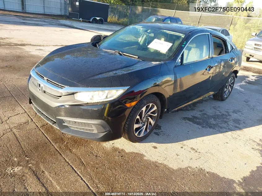 2016 HONDA CIVIC VIN 19XFC2F75GE090443 — фото 2