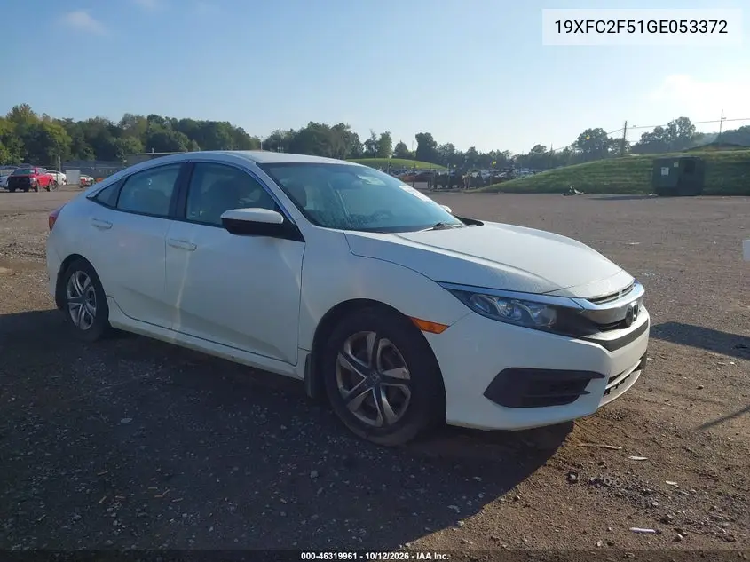 HONDA CIVIC 2016, VIN 19XFC2F51GE053372