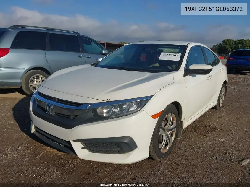 2016 HONDA CIVIC VIN 19XFC2F51GE053372 — фото 2