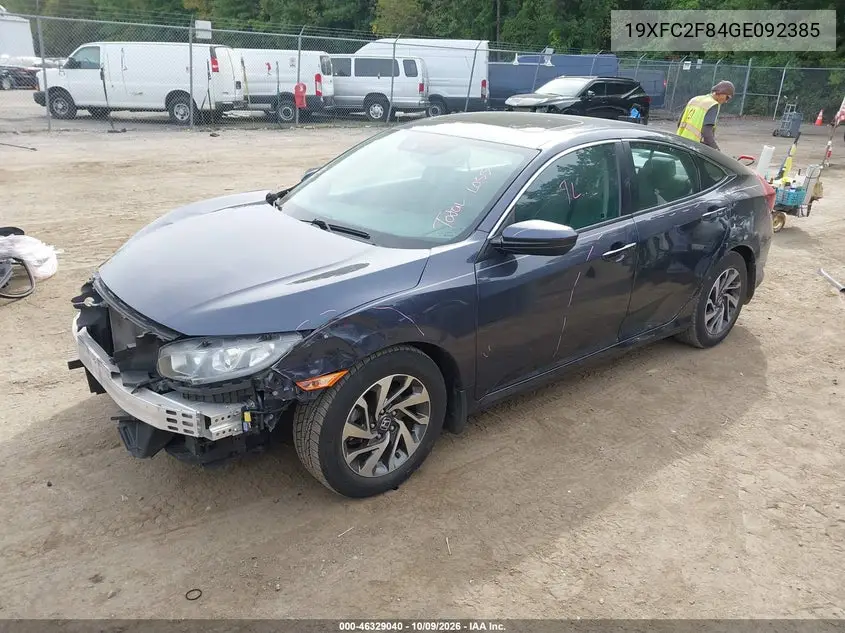 2016 HONDA CIVIC VIN 19XFC2F84GE092385 — фото 2