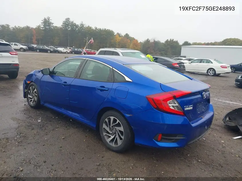 2016 HONDA CIVIC VIN 19XFC2F75GE248893 — фото 3