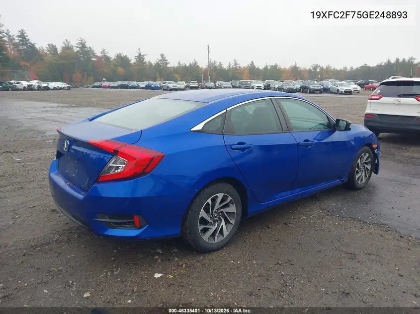 2016 HONDA CIVIC VIN 19XFC2F75GE248893 — фото 4