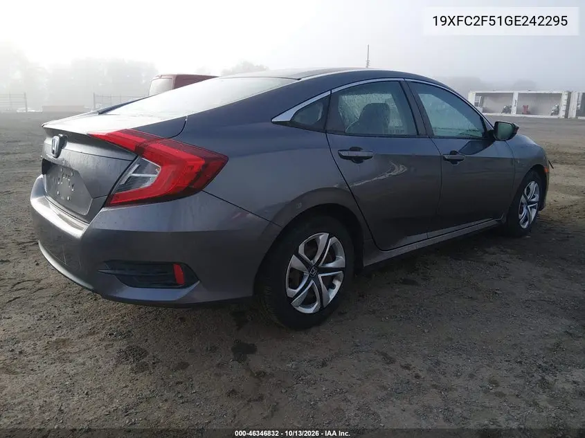 2016 HONDA CIVIC VIN 19XFC2F51GE242295 — фото 4