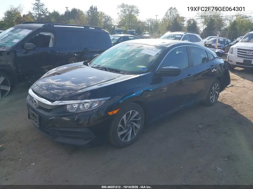2016 HONDA CIVIC VIN 19XFC2F79GE064301 — фото 2