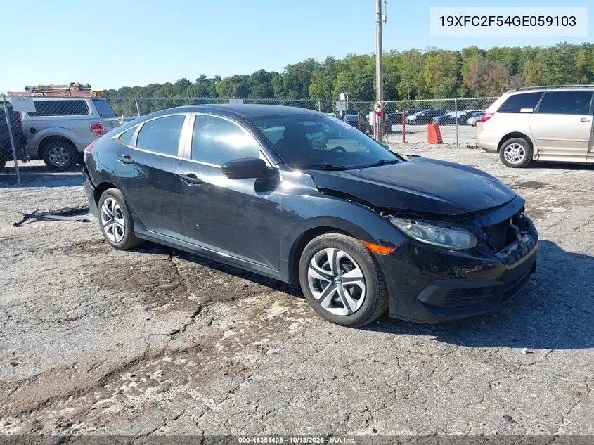 HONDA CIVIC 2016, VIN 19XFC2F54GE059103