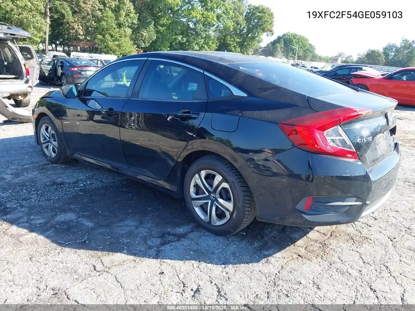 2016 HONDA CIVIC VIN 19XFC2F54GE059103 — фото 3