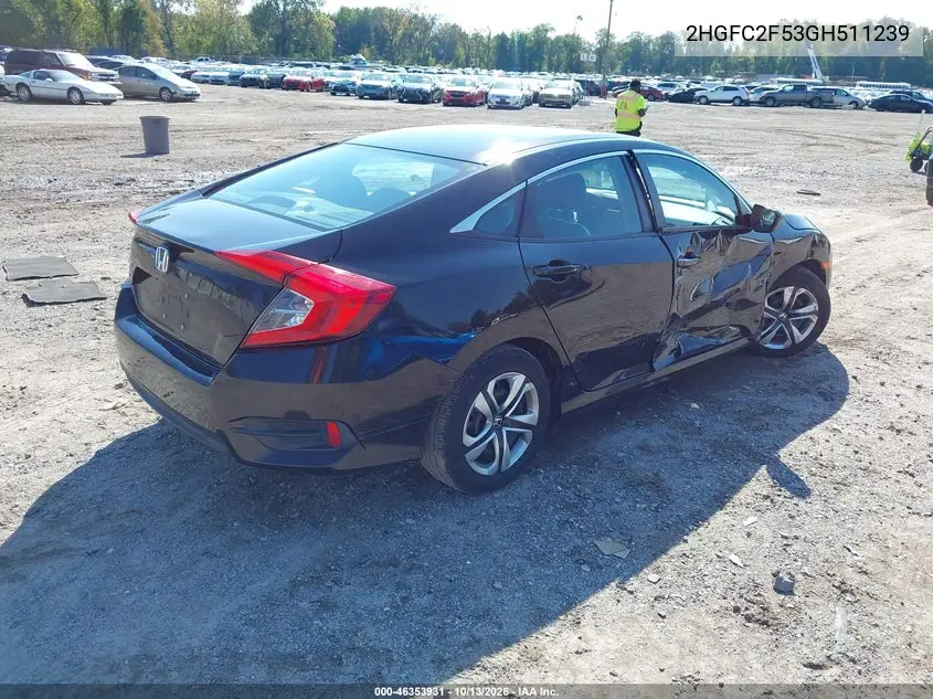 2016 HONDA CIVIC VIN 2HGFC2F53GH511239 — фото 4