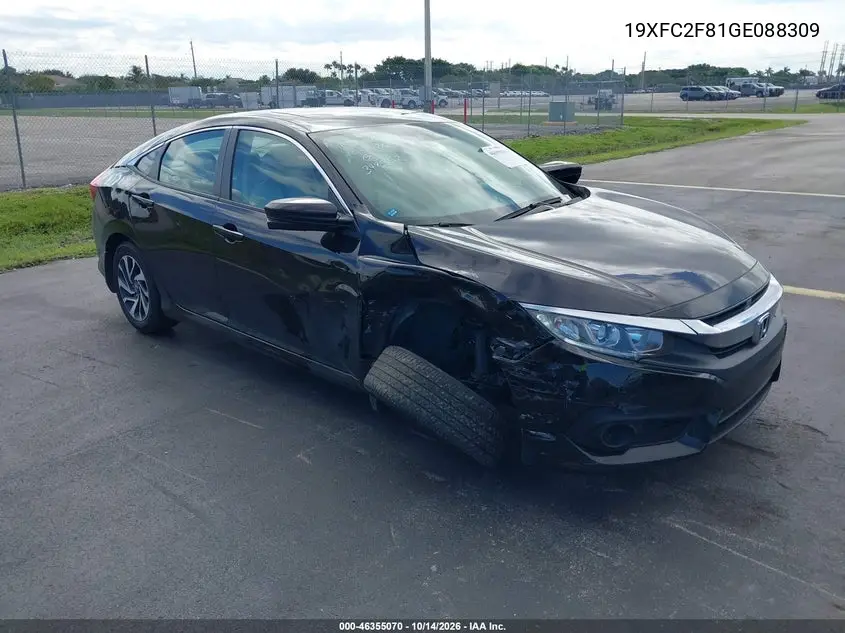 HONDA CIVIC 2016, VIN 19XFC2F81GE088309