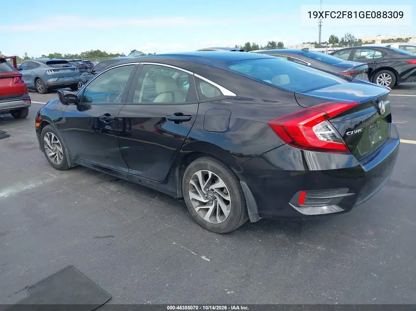 2016 HONDA CIVIC VIN 19XFC2F81GE088309 — фото 3