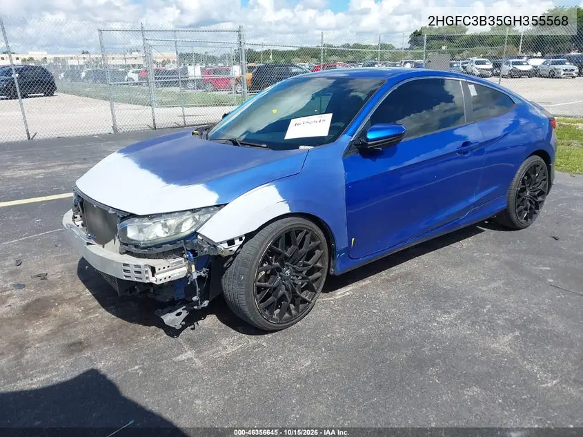 2016 HONDA CIVIC VIN 2HGFC3B35GH355568 — фото 2