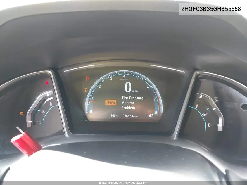 2016 HONDA CIVIC VIN 2HGFC3B35GH355568 — фото 7