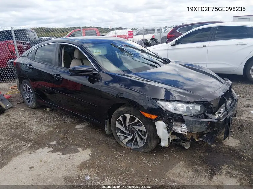HONDA CIVIC 2016, VIN 19XFC2F75GE098235