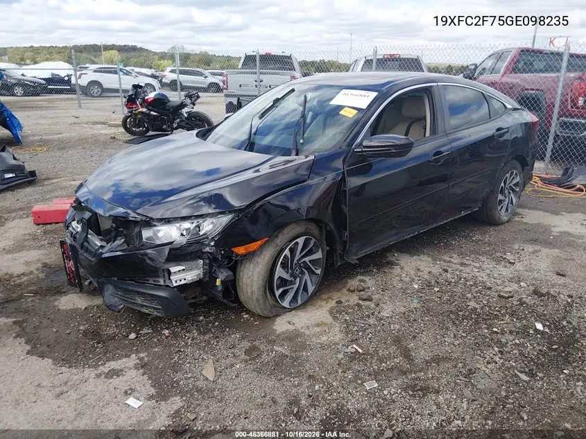 2016 HONDA CIVIC VIN 19XFC2F75GE098235 — фото 2