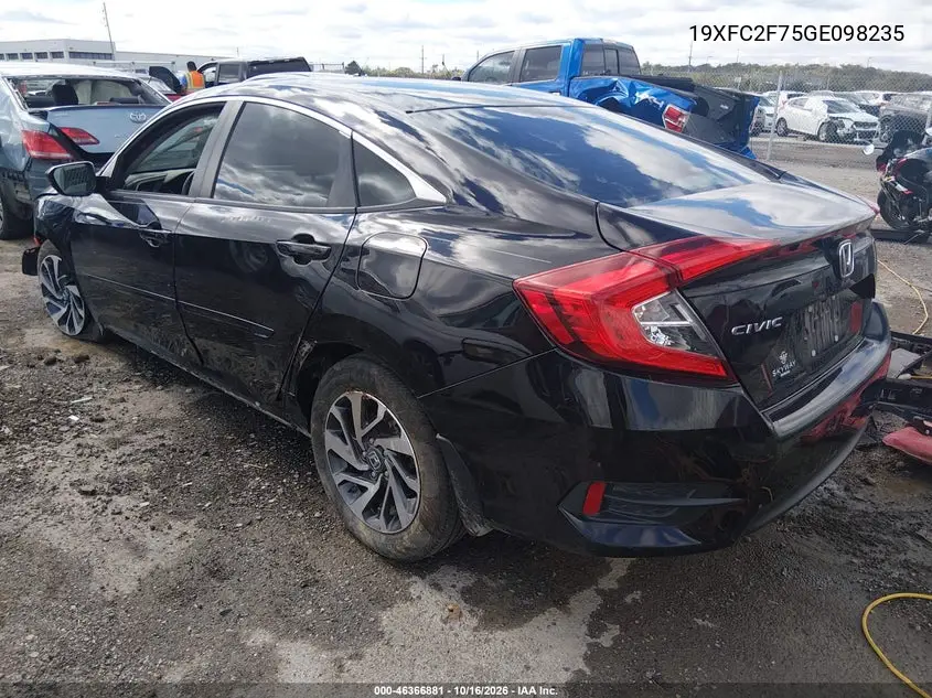 2016 HONDA CIVIC VIN 19XFC2F75GE098235 — фото 3
