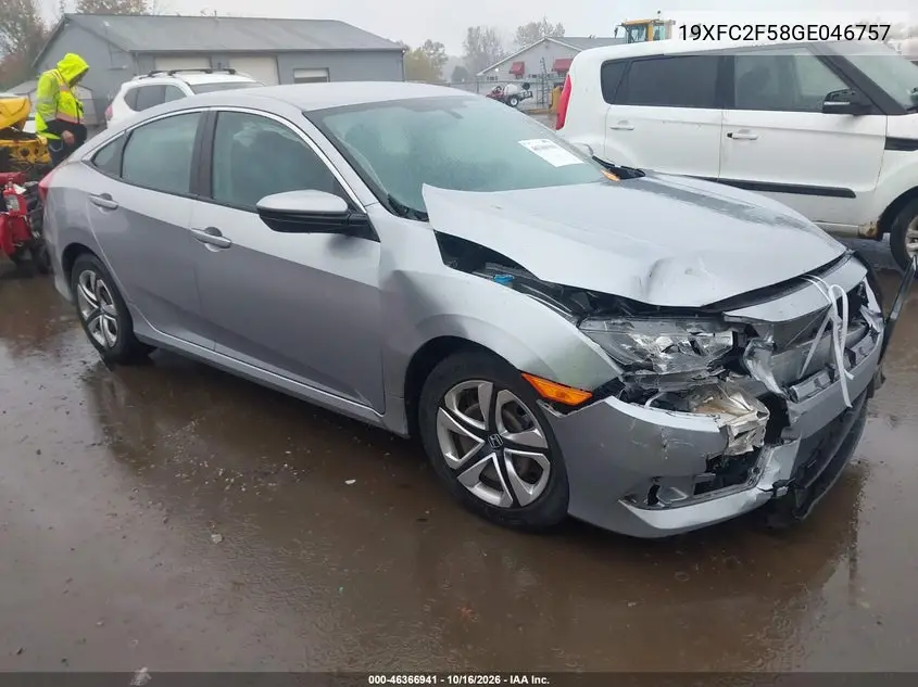 HONDA CIVIC 2016, VIN 19XFC2F58GE046757