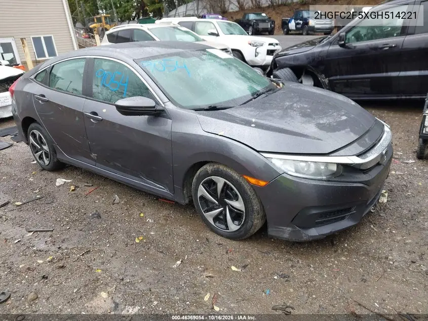 HONDA CIVIC 2016, VIN 2HGFC2F5XGH514221