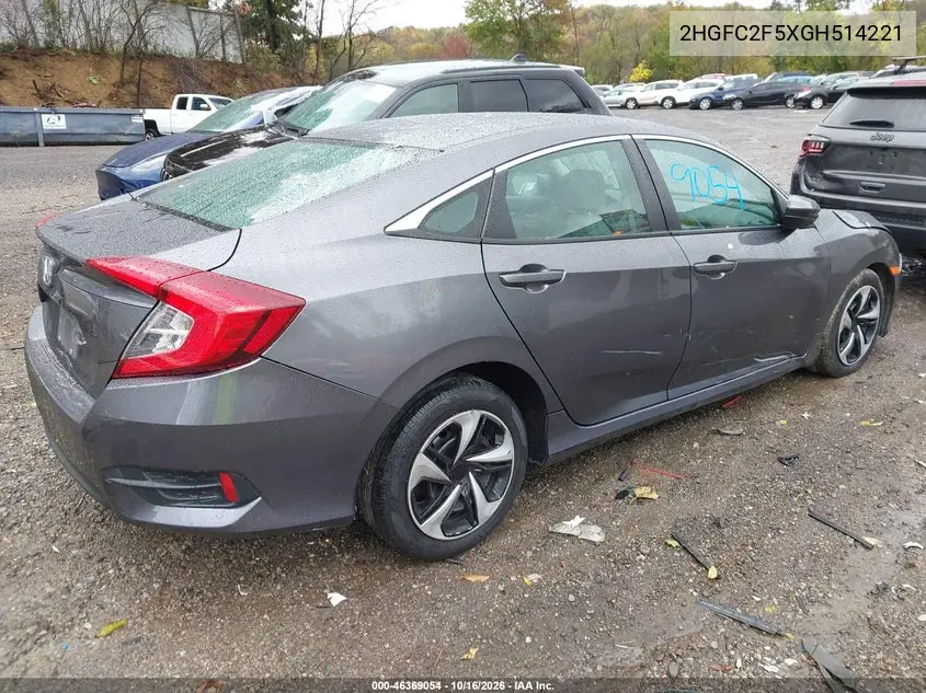 2016 HONDA CIVIC VIN 2HGFC2F5XGH514221 — фото 4