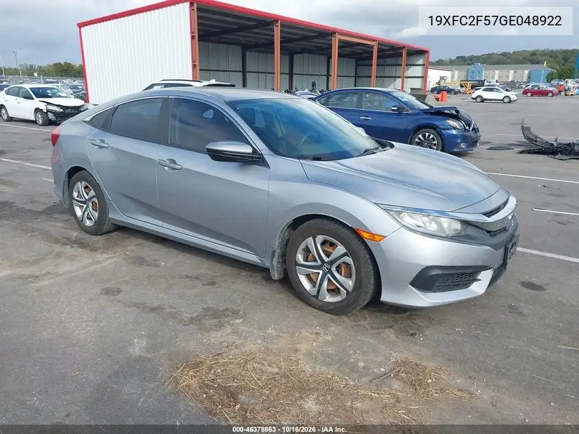 HONDA CIVIC 2016, VIN 19XFC2F57GE048922