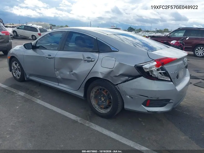 2016 HONDA CIVIC VIN 19XFC2F57GE048922 — фото 3