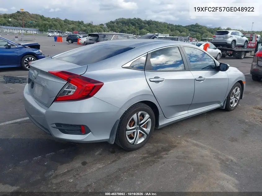 2016 HONDA CIVIC VIN 19XFC2F57GE048922 — фото 4