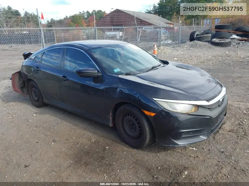 HONDA CIVIC 2016, VIN 2HGFC2F59GH537795