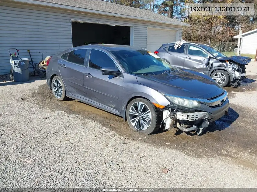 HONDA CIVIC 2016, VIN 19XFC1F33GE015778