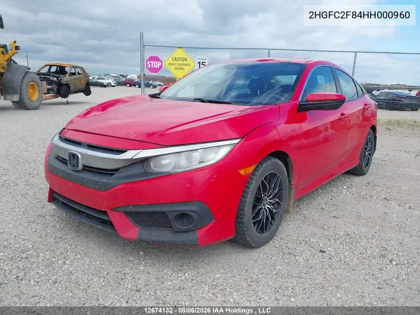 2017 HONDA CIVIC VIN 2HGFC2F84HH000960 — фото 2
