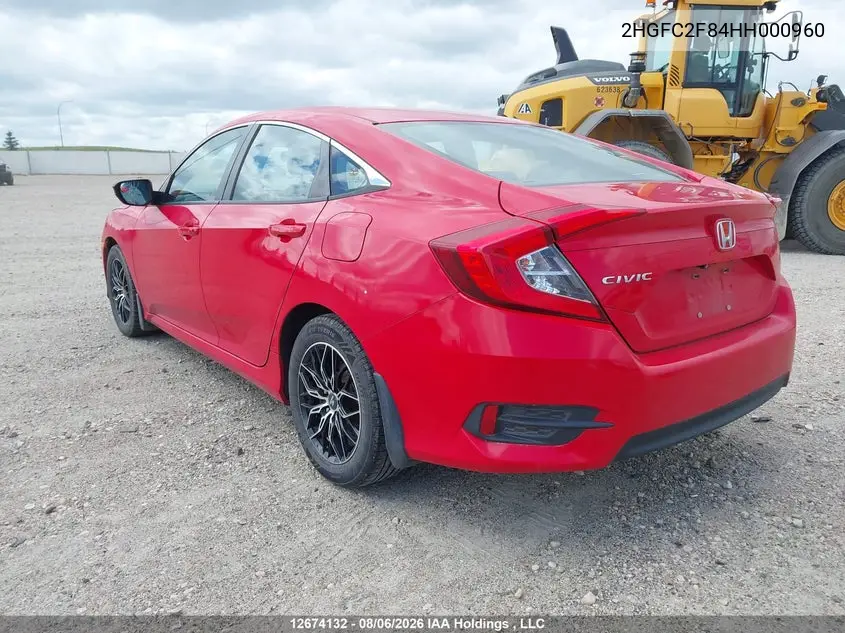 2017 HONDA CIVIC VIN 2HGFC2F84HH000960 — фото 3