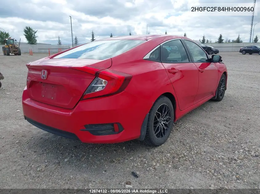 2017 HONDA CIVIC VIN 2HGFC2F84HH000960 — фото 4