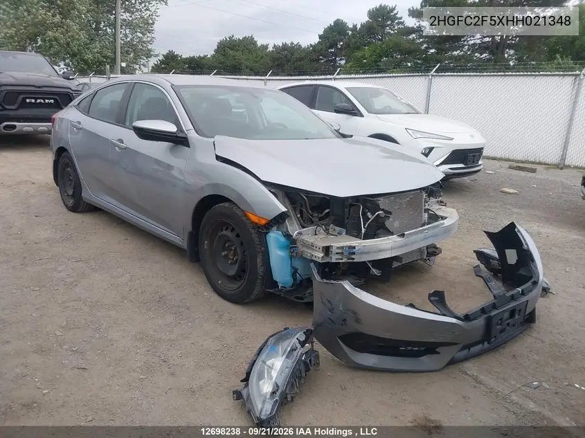 2017 HONDA CIVIC VIN 2HGFC2F5XHH021348 — фото 2