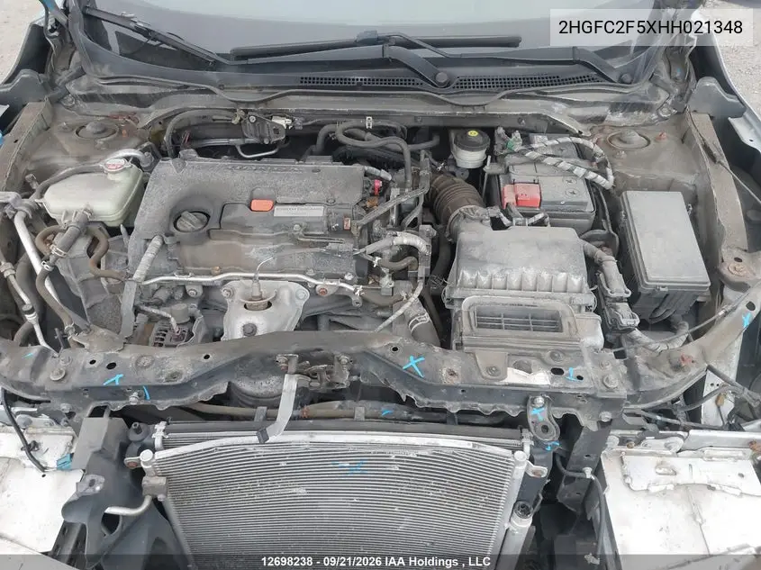 2017 HONDA CIVIC VIN 2HGFC2F5XHH021348 — фото 11
