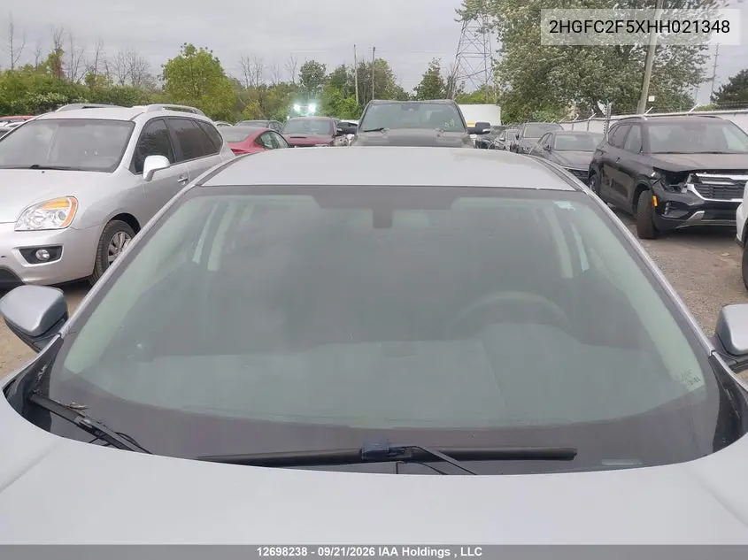 HONDA CIVIC 2017, VIN 2HGFC2F5XHH021348